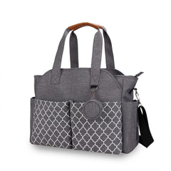 MEYTEILAY diaper bag tote gray front view with roomy compartments for travel.