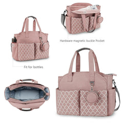 MEYTEILAY diaper bag tote pink insulated pocket close-up shows temperature-friendly storage