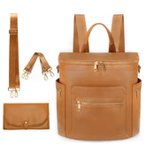 MF Store leather diaper bag backpack open for quick access to essentials