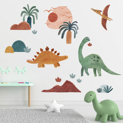 Mfault Boho Dinosaur Wall Decal setup elevates nursery decor with neutral tones