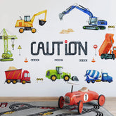 Mfault construction truck wall decal adds vibrant color for imaginative play in nurseries.