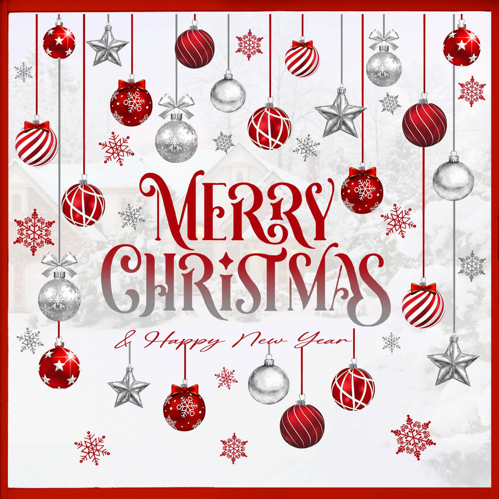 Mfault Merry Christmas Balls window cling sheet 1 adds festive charm to glass windows.