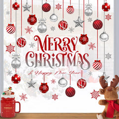 Mfault Merry Christmas Balls window cling sheet 3 features vibrant patterns for windows and doors.
