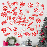 Mfault Merry Christmas peppermint wall decal pack for festive, easy DIY decor.