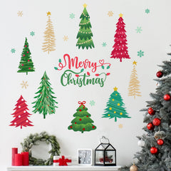 Mfault Merry Christmas Tree Wall Decal creates cozy bedroom ambience with festive tree design