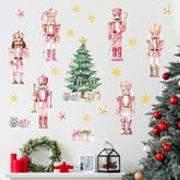 Mfault pink Christmas nutcracker wall decal for festive kids' room decor