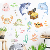 Mfault Under The Sea shark-dolphin decal brightens a nursery with playful marine decor.