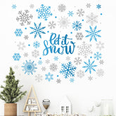 Mfault winter blue grey snowflake wall decal close-up snowflake pattern adds cozy seasonal vibe.