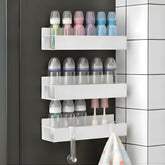 MGY 3Pack magnetic bottle organizer on fridge keeps bottles within easy reach.