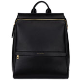 MIA + SOPHIA leather diaper bag backpack front view with sleek design and hardware