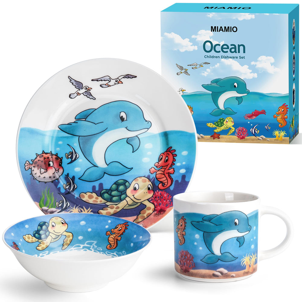 MIAMIO Ocean plate close-up with child-friendly design for easy self-feeding