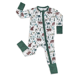 Miaoberry bamboo sleeper forest bear print closeup for cozy newborn comfort