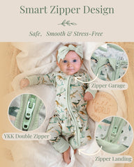 Miaoberry sleeper two-way zip-closure enables quick, easy diaper changes.