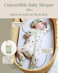 Miaoberry woodland-deer-print closeup shows the neutral design suited for any baby.