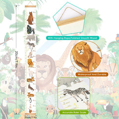 MIBOTE animal-themed height chart on nursery wall adds playful color and memory keeping.