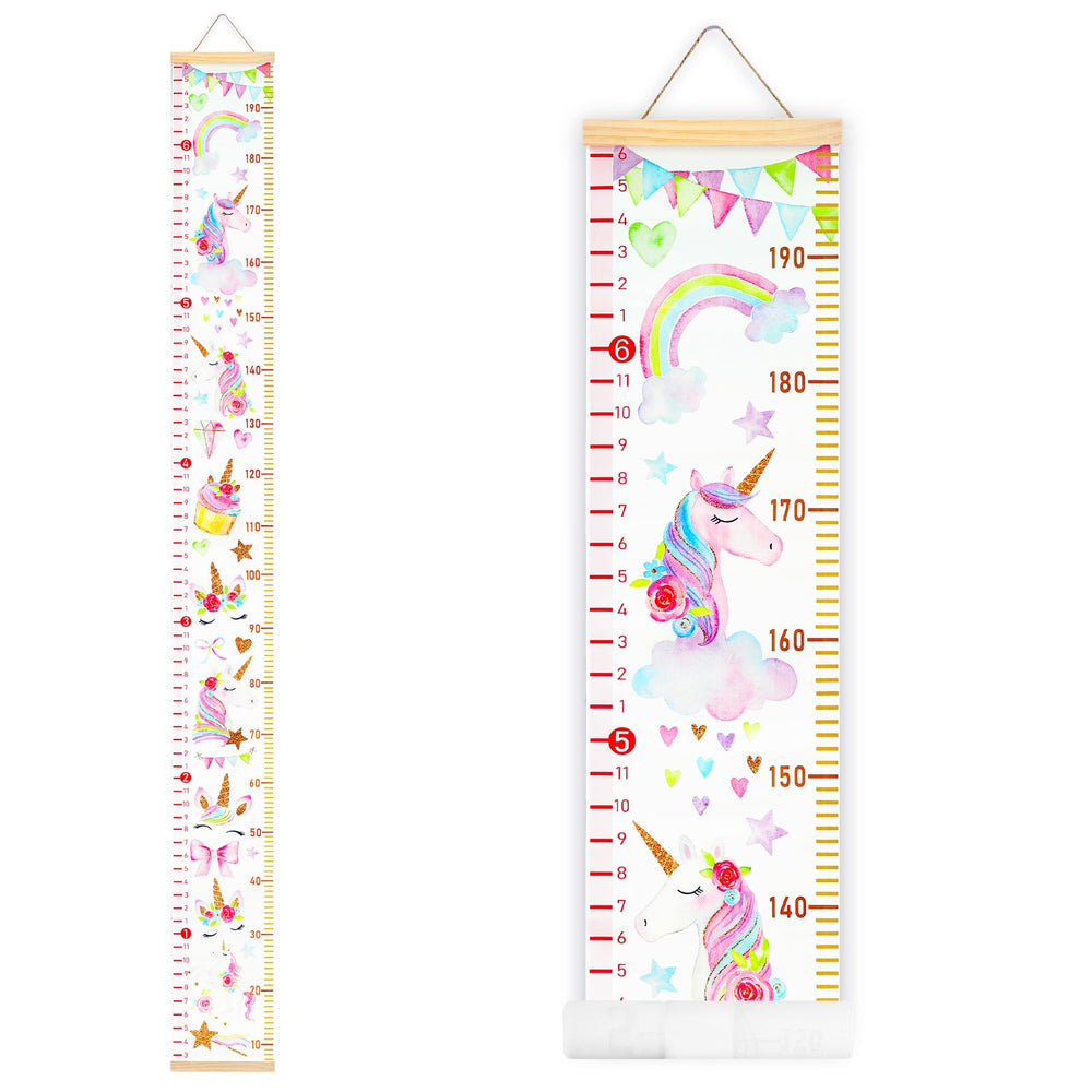 MIBOTE unicorn height chart canvas adds playful wall decor while tracking growth over time.
