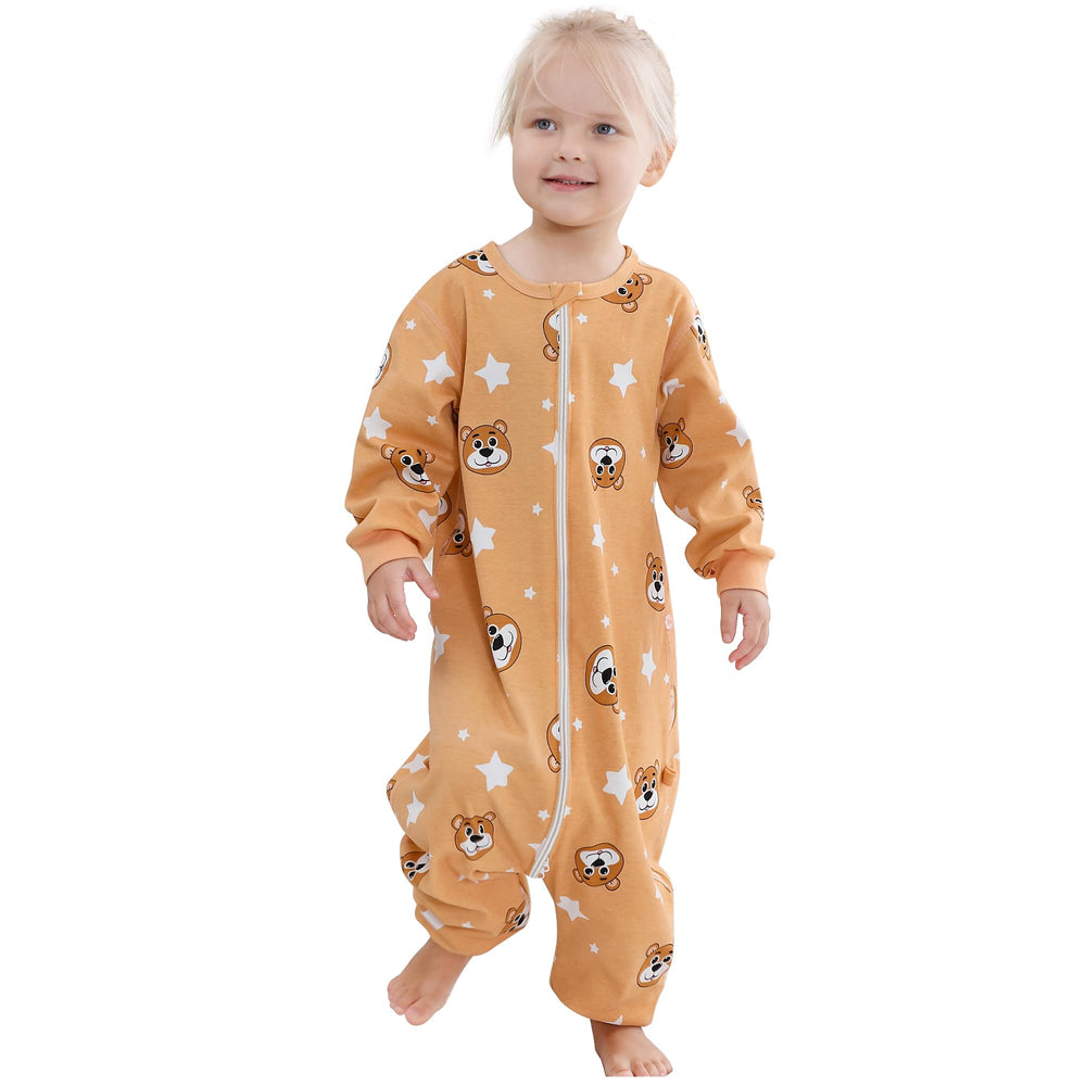 MICHLEY baby sleeping sack Brown Bear closeup fabric shows breathable cotton