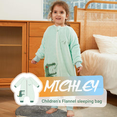 MICHLEY flannel sleeping bag with zipper open for easy dressing