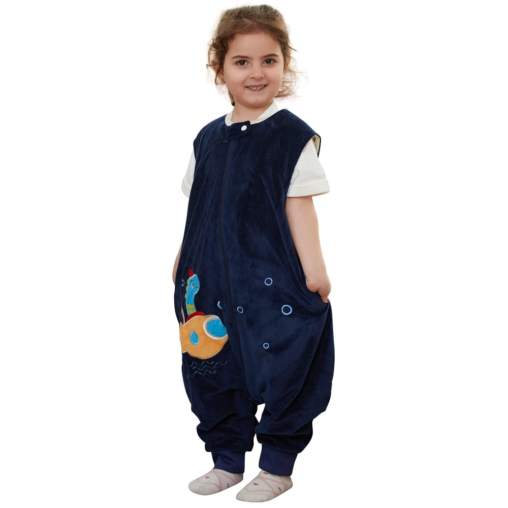 MICHLEY Dragon print sleeveless sleeping bag front view shows cozy wearable blanket design for kids.