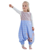 MICHLEY sleeping sack feet blue rabbit closeup showing easy diaper changes