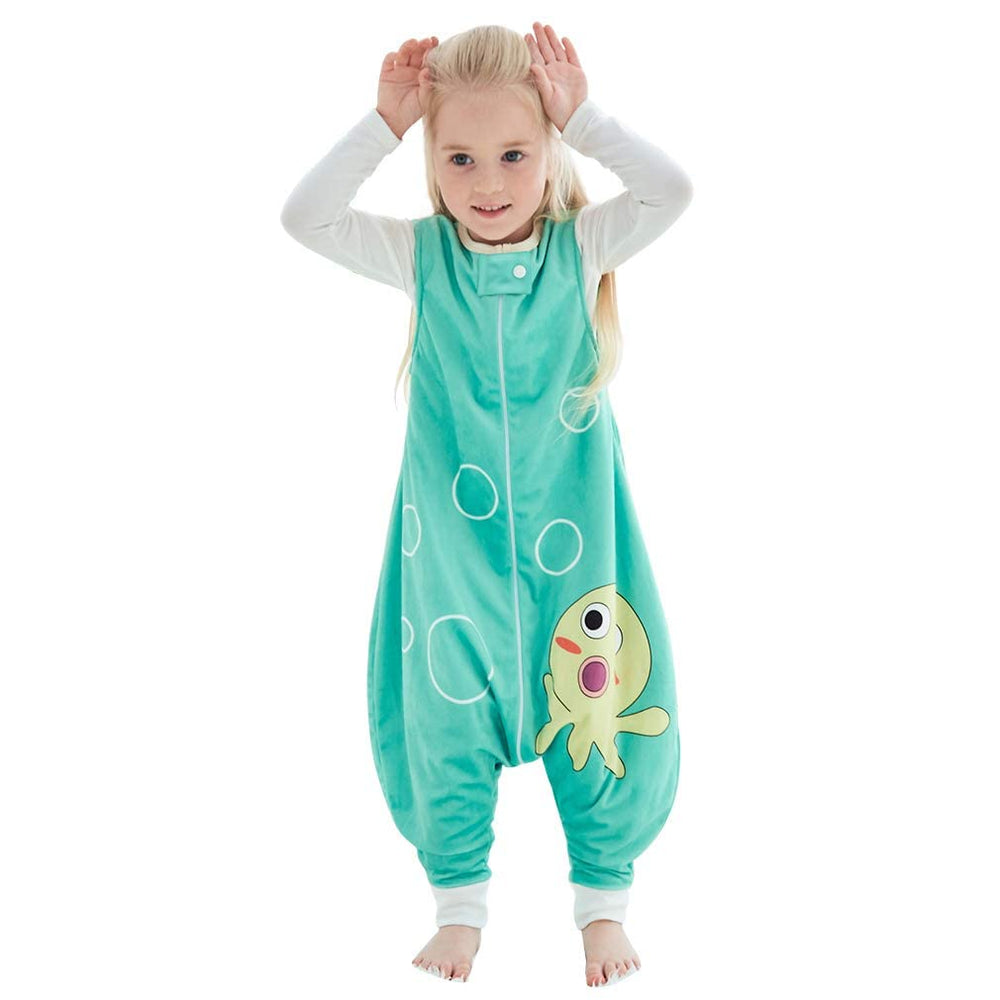 MICHLEY Toddler Sleeping Sack in green octopus pattern for 3-5T, cozy sleep.