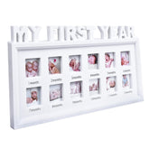 MICKYU Baby First Year Frame front view with neutral white finish for milestones.
