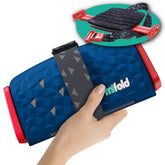 Mifold Comfort grab-and-go booster seat front view for quick carpooling convenience.