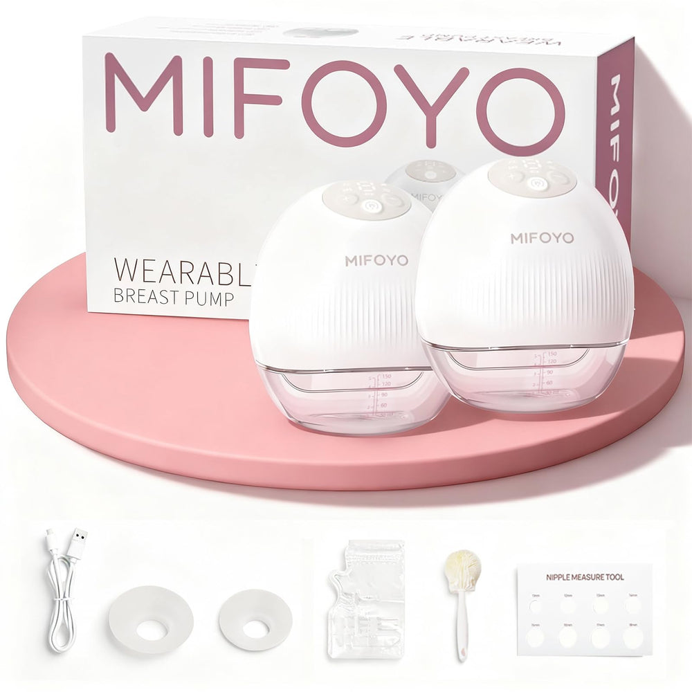 MIFOYO wearable breast pump in bra enables hands-free pumping for multitasking at home.