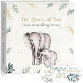 MilBet Store baby milestone book cover with neutral animal design for a timeless keepsake.