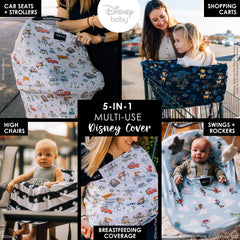 Milk Snob Disney Cars 5-in-1 breastfeeding cover provides privacy during feeds