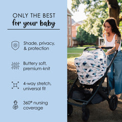 Milk Snob Original 5-in-1 shopping cart cover protects baby during errands.