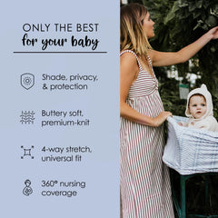 Milk Snob Original 5-in-1 cover acts as shopping-cart and high-chair shield for baby safety