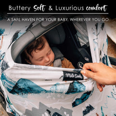Milk Snob Original 5-in-1 cover shields car seats from sun and wind.