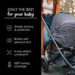 Milk Snob Original 5-in-1 Stroller Canopy provides shade on-the-go.