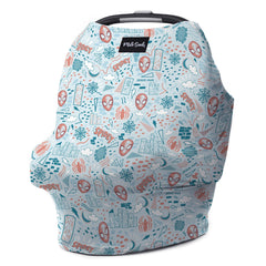 Milk Snob Original Marvel 5-in-1 cover car seat with Spider-Man design provides privacy on-the-go