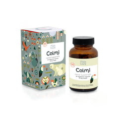 Milkcare Calmi bottle front, vegan capsules for breastfeeding moms seeking natural gas relief