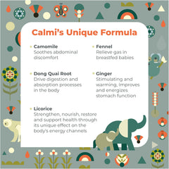 Milkcare Calmi ingredients chamomile and dong quai emphasize soothing herbs for digestion