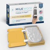 MilkWorx Freeze It Flat organizer on display saves freezer space