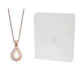 Milky Treasures teardrop necklace pendant in rose gold plated finish, ideal for a treasured birth keepsake