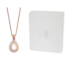 Milky Treasures teardrop necklace pendant in rose gold plated finish, ideal for a treasured birth keepsake