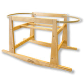 Milo & Nook basket stand side view shows sturdy pine build for secure support