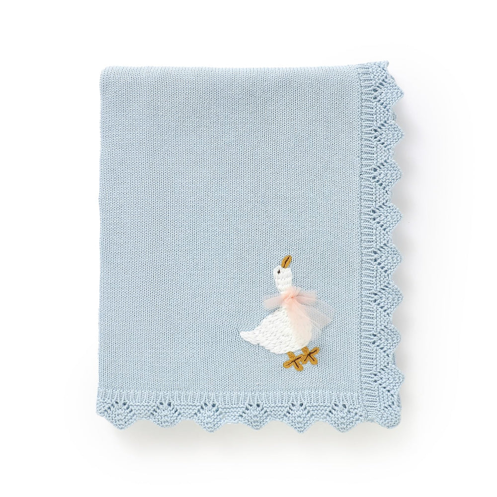 mimixiong cotton baby blanket goose-embroidery closeup for soft comfort and timeless style