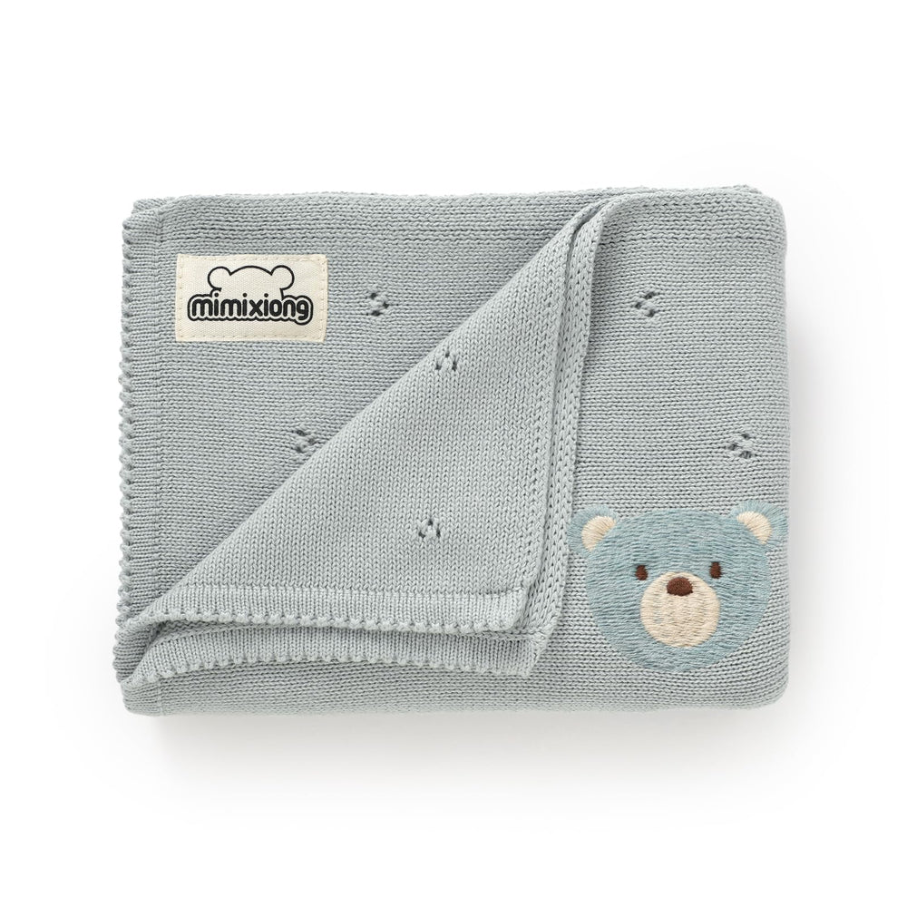mimixiong organic cotton baby blanket close-up knit for breathable newborn comfort.
