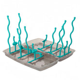 Minchsrin collapsible bottle drying rack blue folded, showcasing space-saving portability.