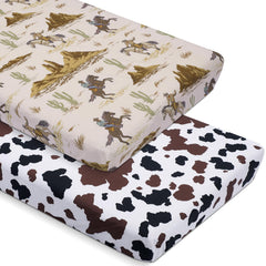Mindsoft cowboy crib sheet on a standard crib mattress offers soft, skin-friendly comfort.