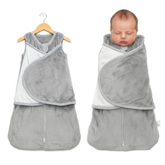 Mindsoft fleece swaddle gray with soft-touch fabric for gentle newborn comfort.