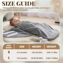 Mindsoft gray swaddle adjustable wrap provides secure, customizable fit.