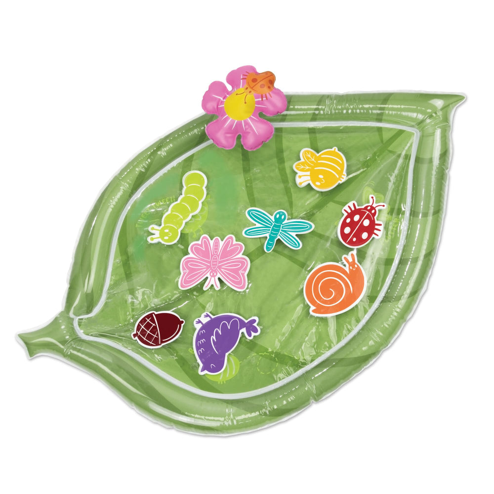 MindWare Sensory Sprouts leaf mat inflated for safe, engaging baby tummy time water play