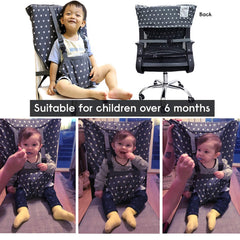MINGRI portable high chair harness durable-material photo emphasizes sturdy fabric and secure hardware.