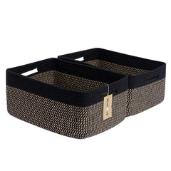MiniArk large storage baskets on shelf for organized clothes and blankets.